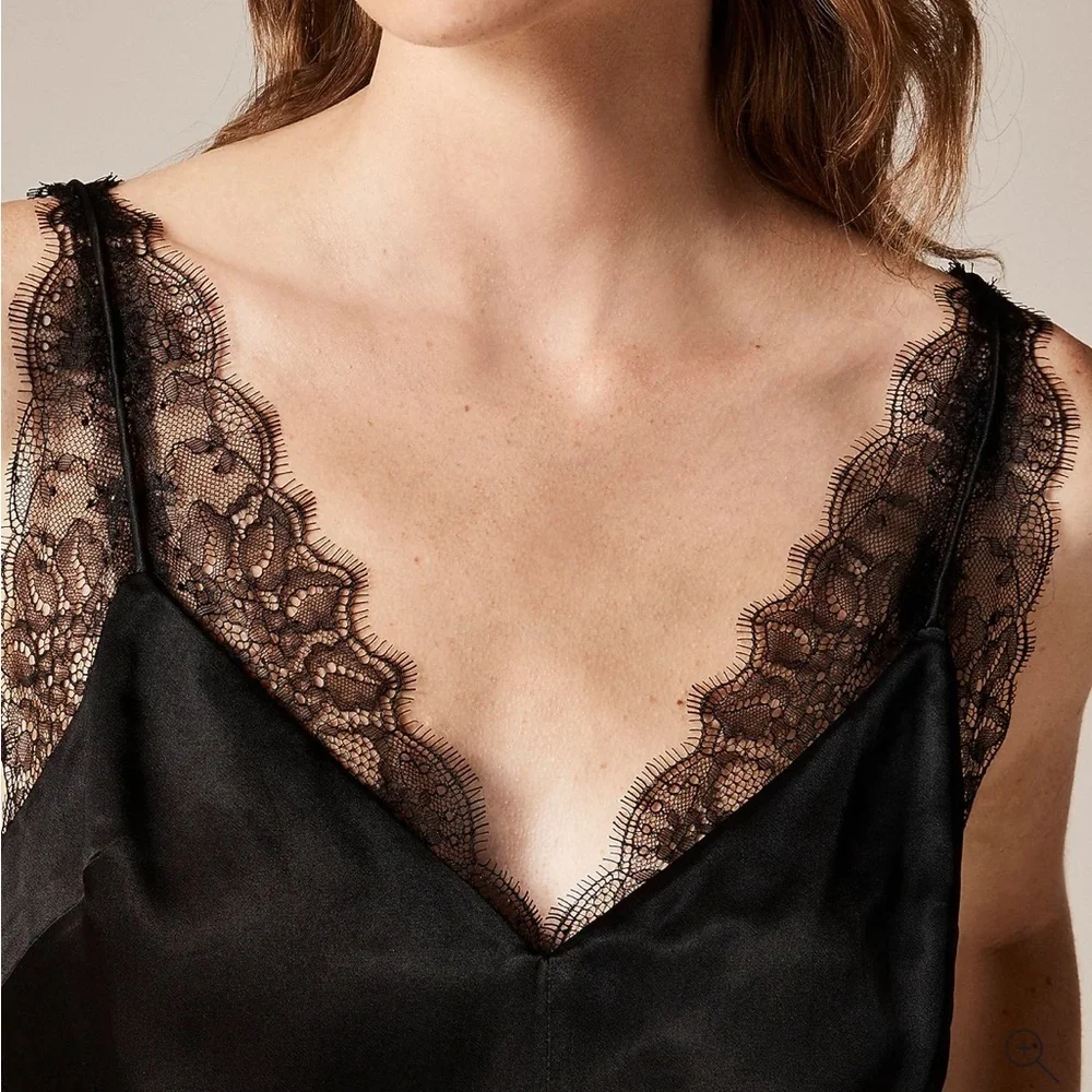 J crew Lace-trim tank top in luster charmeuse